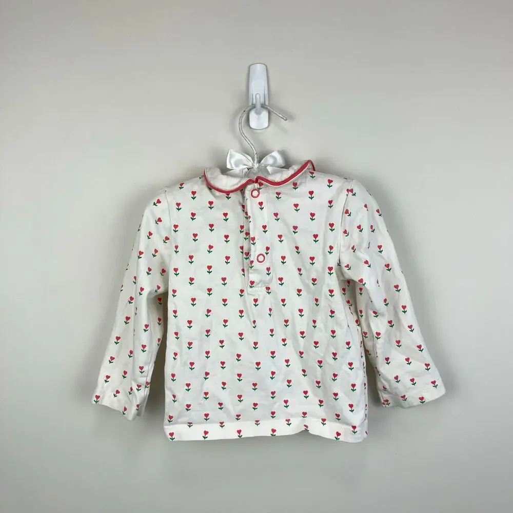 Mini Boden Heart Flowers Blouse 12-18 Months